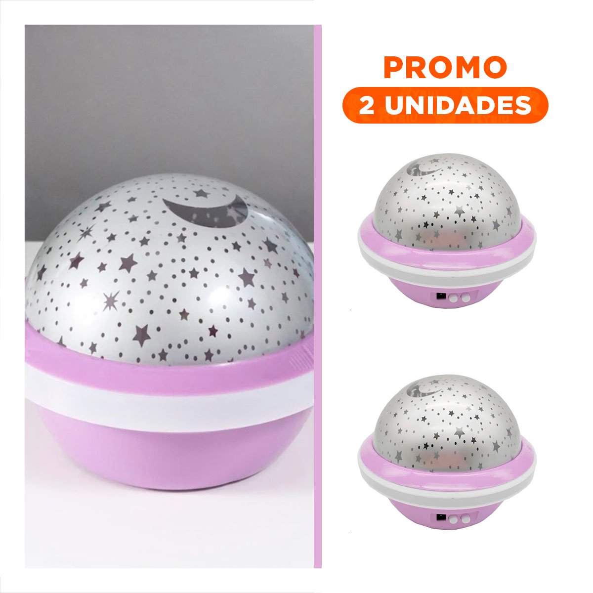 PACK2 FOCO PROYECTOR GIRATORIO DE GALAXIA LILA PARA DORMITORIO - 1