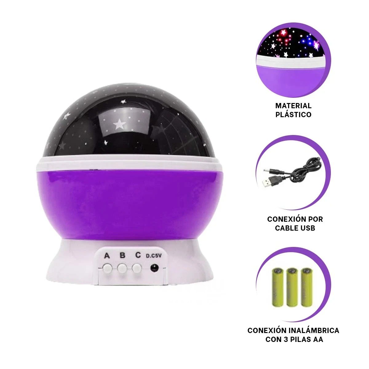 DISPOSITIVO GIRATORIO DE GALAXIA MORADO LIGERO Y ADAPTABLE PARA DORMITORIO - 3