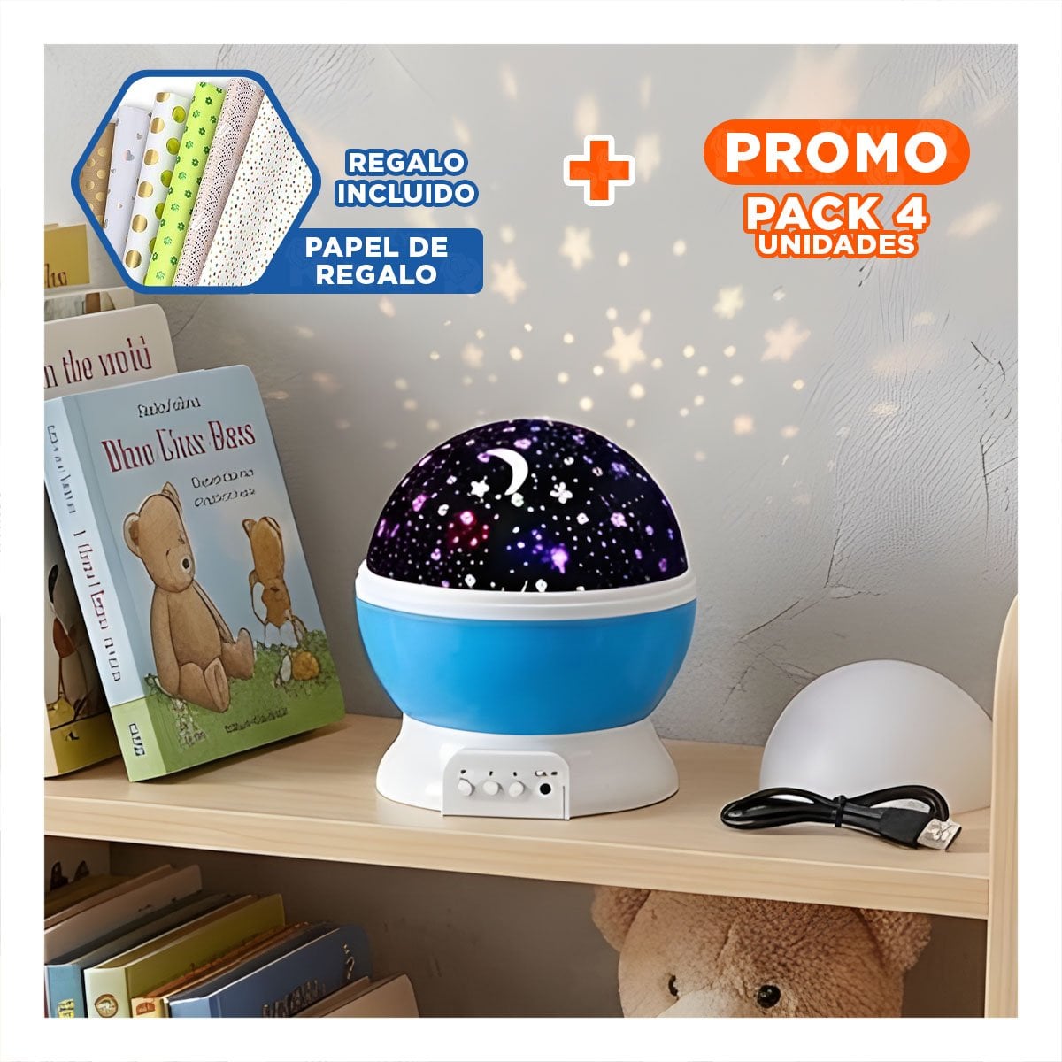 PACK4 DISPOSITIVO DE GALAXIA CELESTE COMPACTO Y SEGURO TODO EL DIA Y+PAPEL REGALO - 1