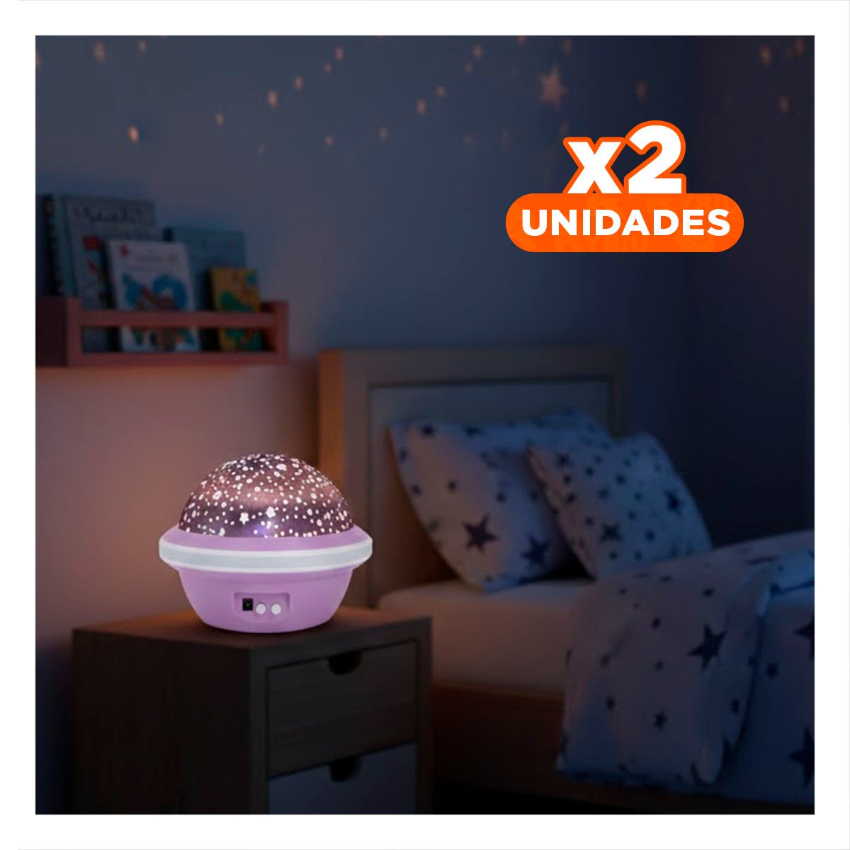 PACK2 ILUMINACION LED GIRATORIA GALAXIA LILA PARA CASA Y+REGALO STICKER - 1