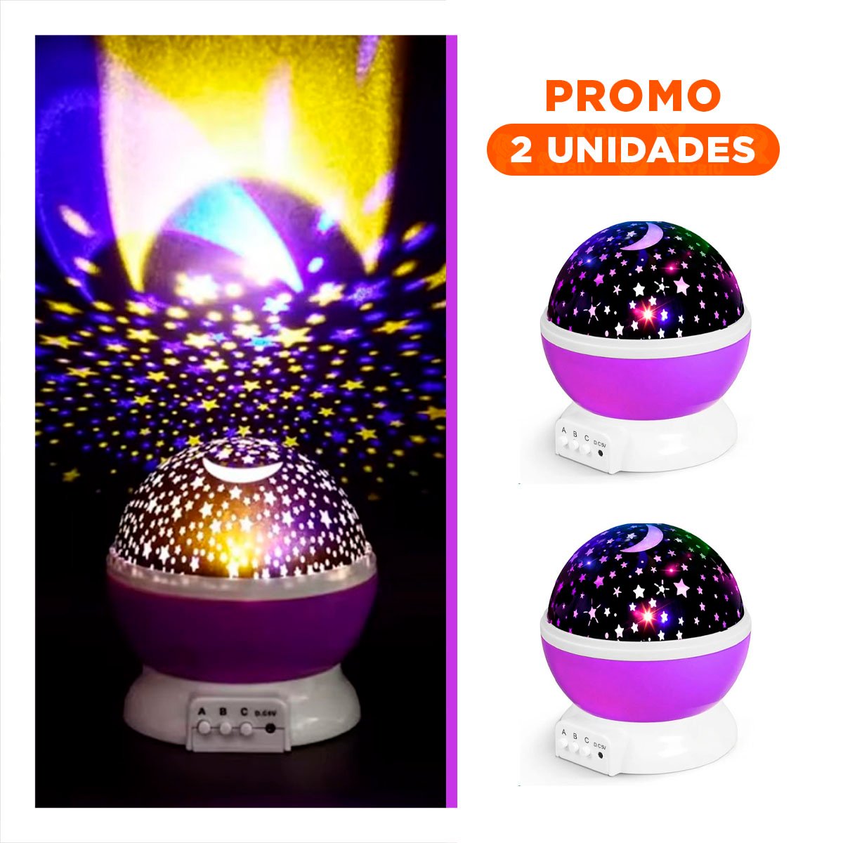 PACK2 PROYECTOR DE GALAXIA MORADO LIGERO Y FACIL DE TRANSPORTAR SIEMPRE - 1