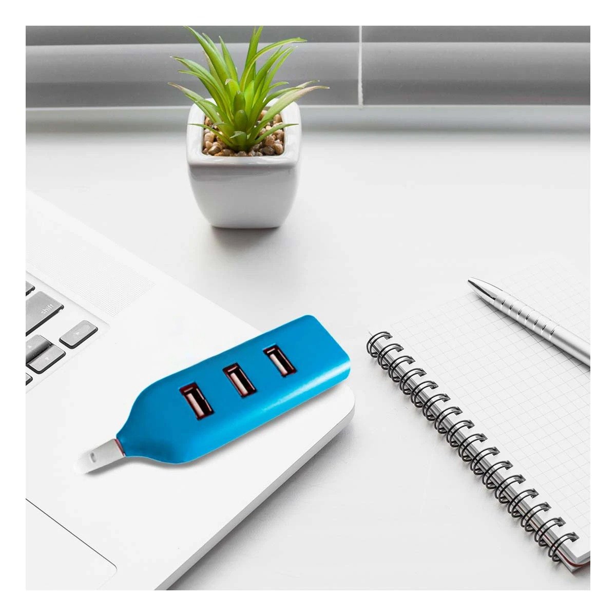 PACK2 CONECTOR USB ALTA VELOCIDAD 4 PUERTOS TURQUEZA LIGERO Y SEGURO TODO EL DIA Y+PAPEL REGALO - 5