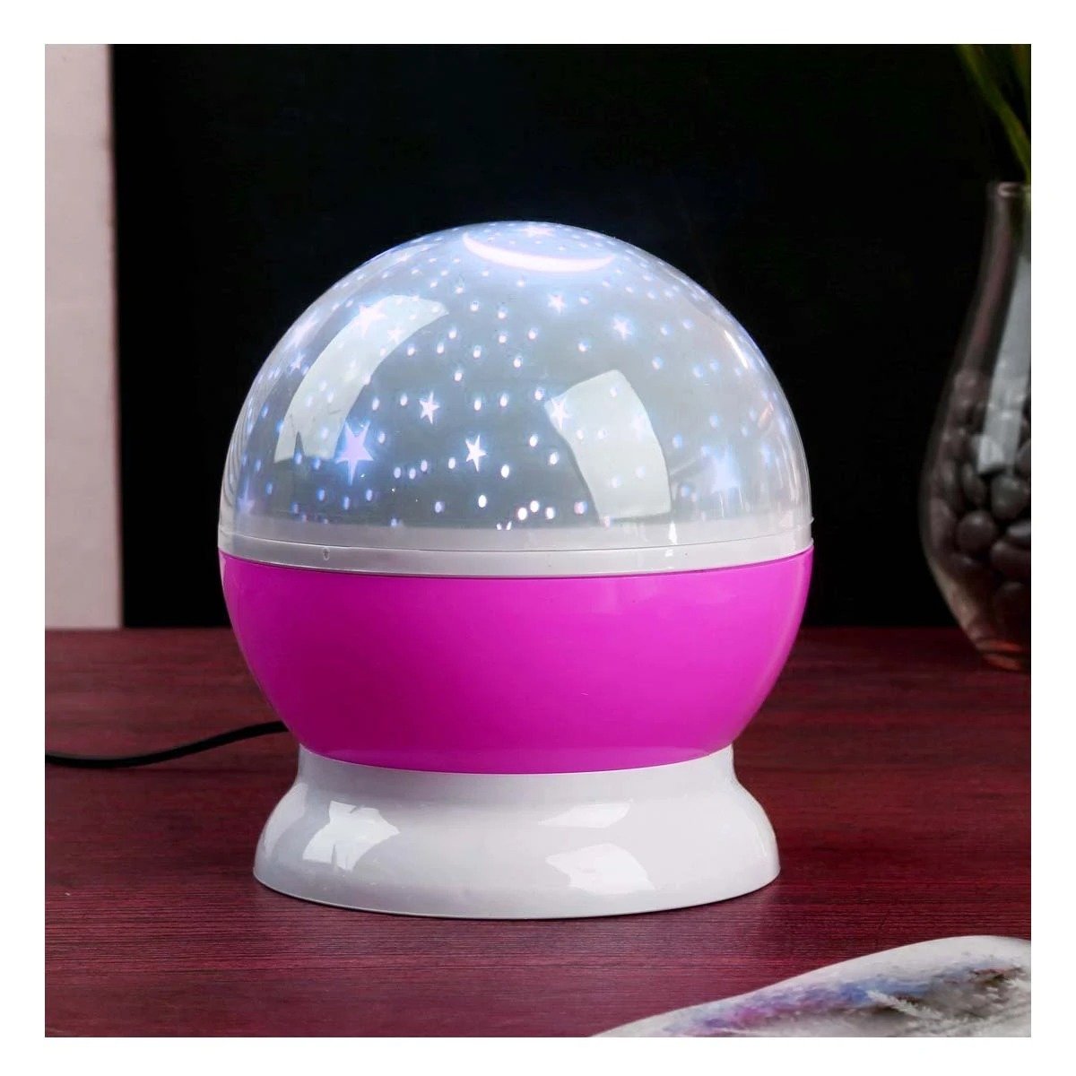 PACK2 LUZ DE NOCHE GIRATORIA DE GALAXIA COLOR FUCSIA LED Y+PAPEL REGALO - 5