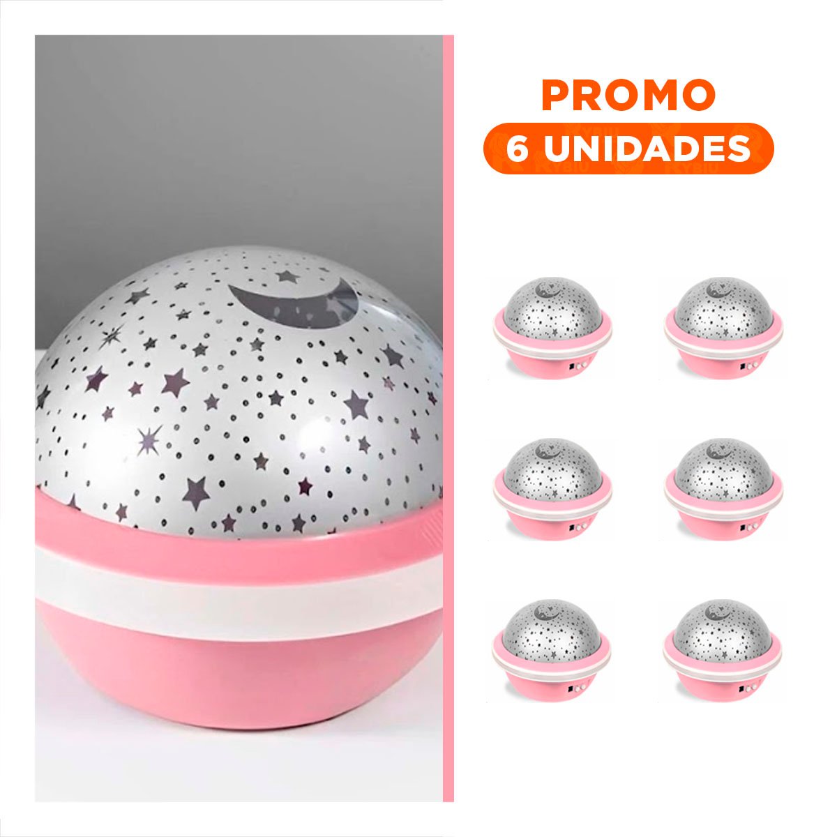 PACK6 PROYECTOR DE AMBIENTE GIRATORIO DE GALAXIA ROSADO LED - 1