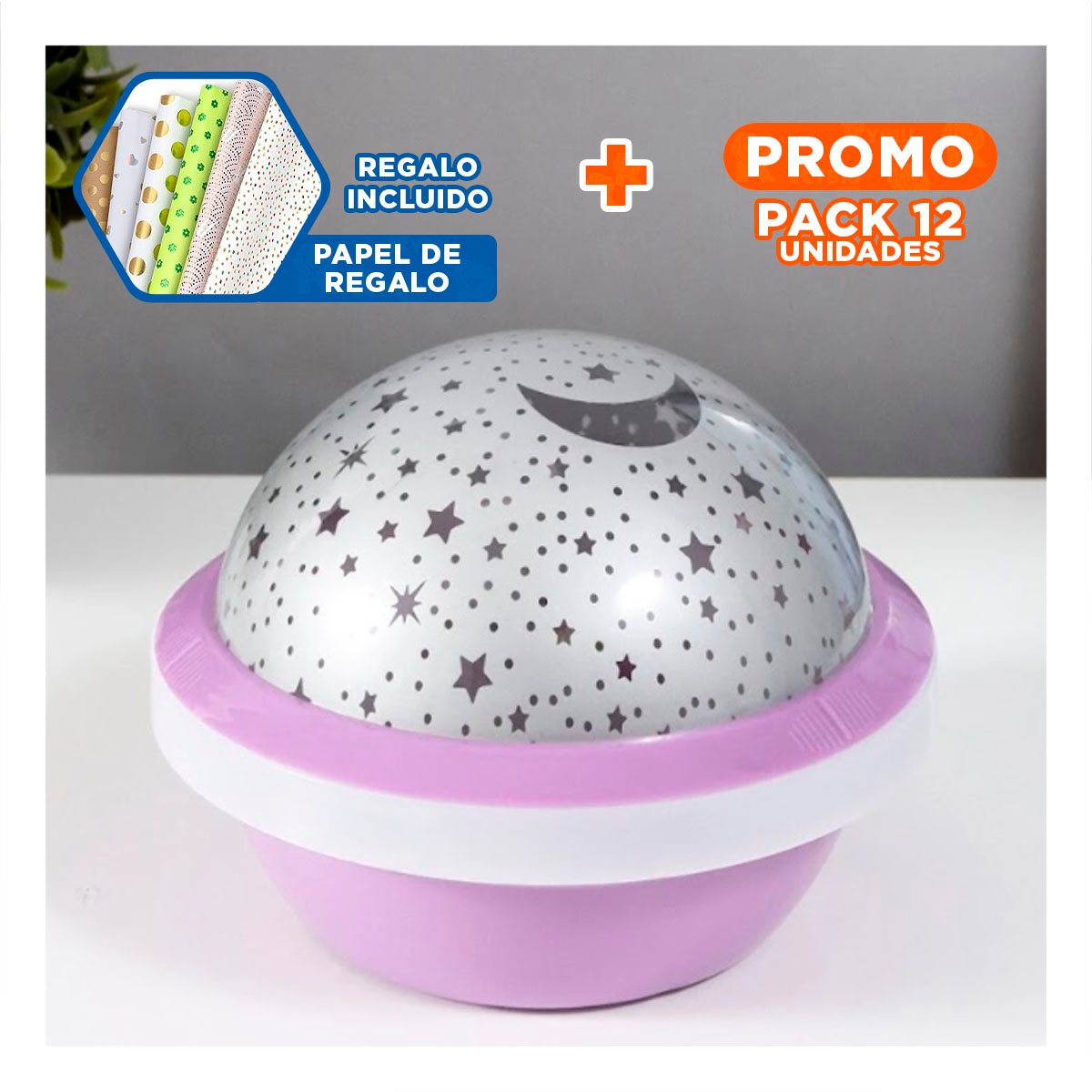 PACK12 FOCO AMBIENTAL GIRATORIO DE CIELO LILA PARA CASA Y+PAPEL REGALO - 1