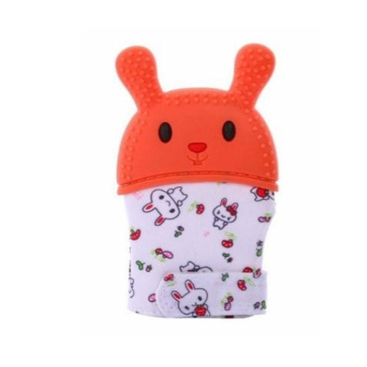 PACK2 GUANTE MORDEDOR INFANTIL EN COLOR NARANJA CON FORMA DE CONEJO Y+REGALO STICKER - 2