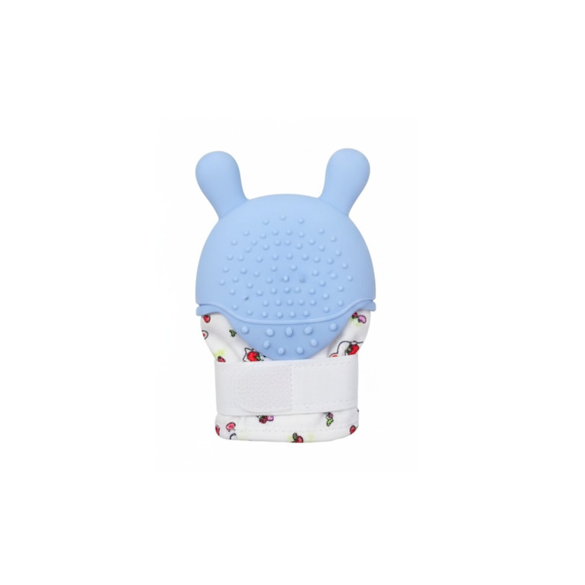 PACK6 MANOPLA INFANTIL EN COLOR CELESTE CON FORMA DE CONEJO MORDEDORA Y+REGALO STICKER - 2