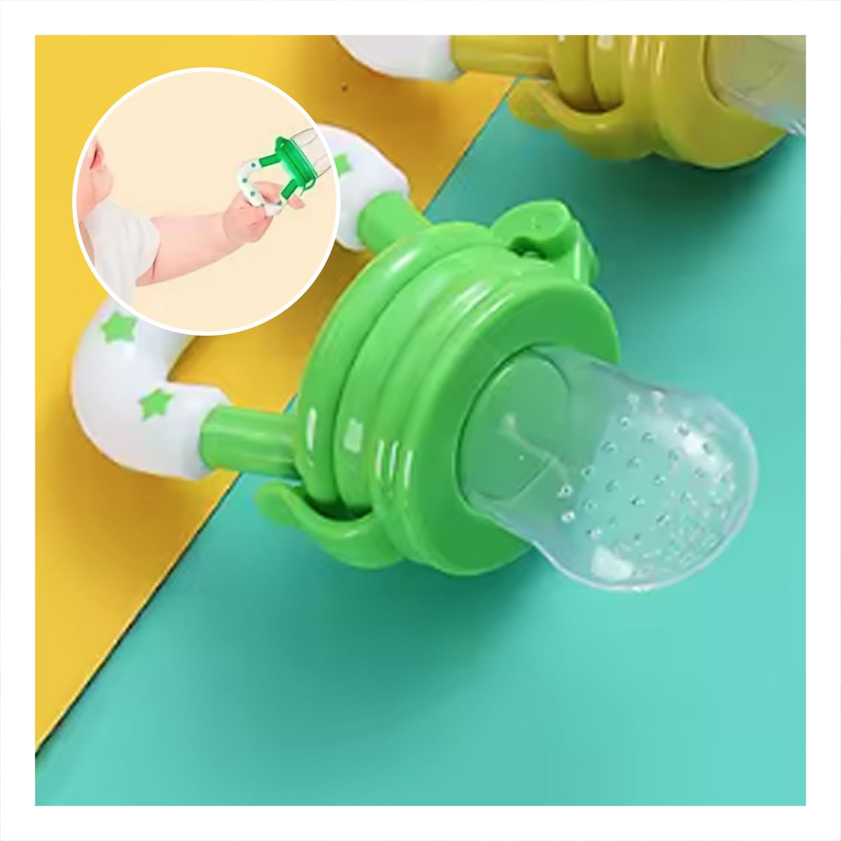 ALIMENTADOR INFANTIL EN COLOR VERDE CON ESTRELLITAS DE SILICONA SUAVE Y+POST IT - 2