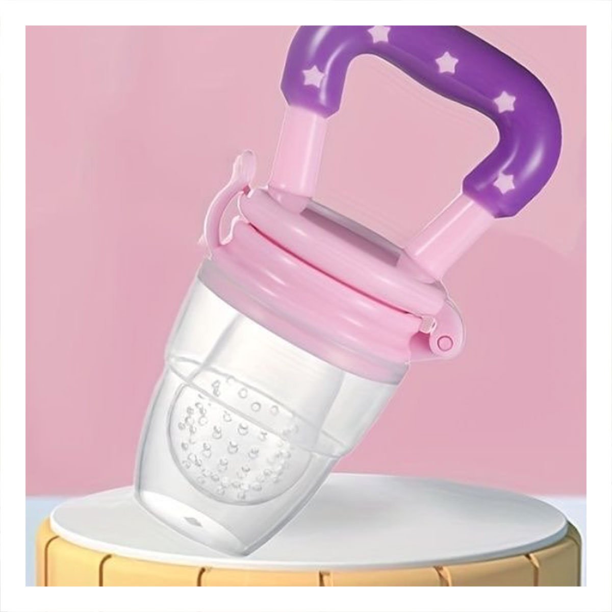 PACK2 CHUPON ALIMENTADOR INFANTIL EN COLOR MORADO CON SILICONA Y ESTRELLITAS Y+PAPEL REGALO - 2