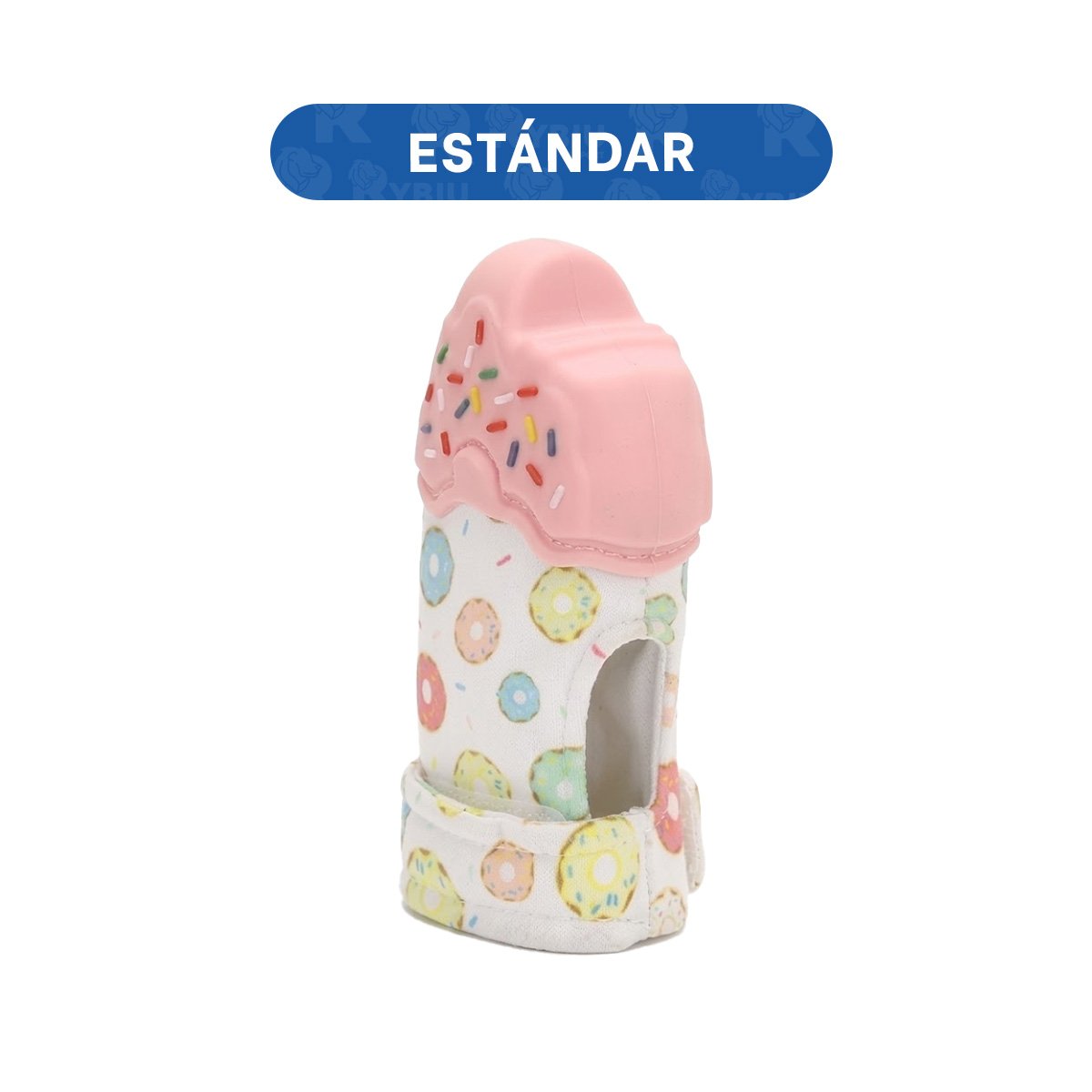 PACK12 MANOPLA EN COLOR ROSADO TIPO FORMA DE DONA CON FUNCION MORDEDOR Y+PAPEL REGALO - 4