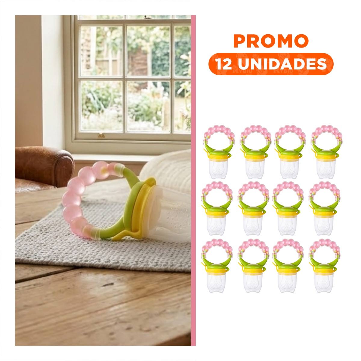 PACK12 BOQUILLA ALIMENTADORA EN COLOR ROSADO CON BOLITAS DECORATIVAS Y+REGALO STICKER - 1