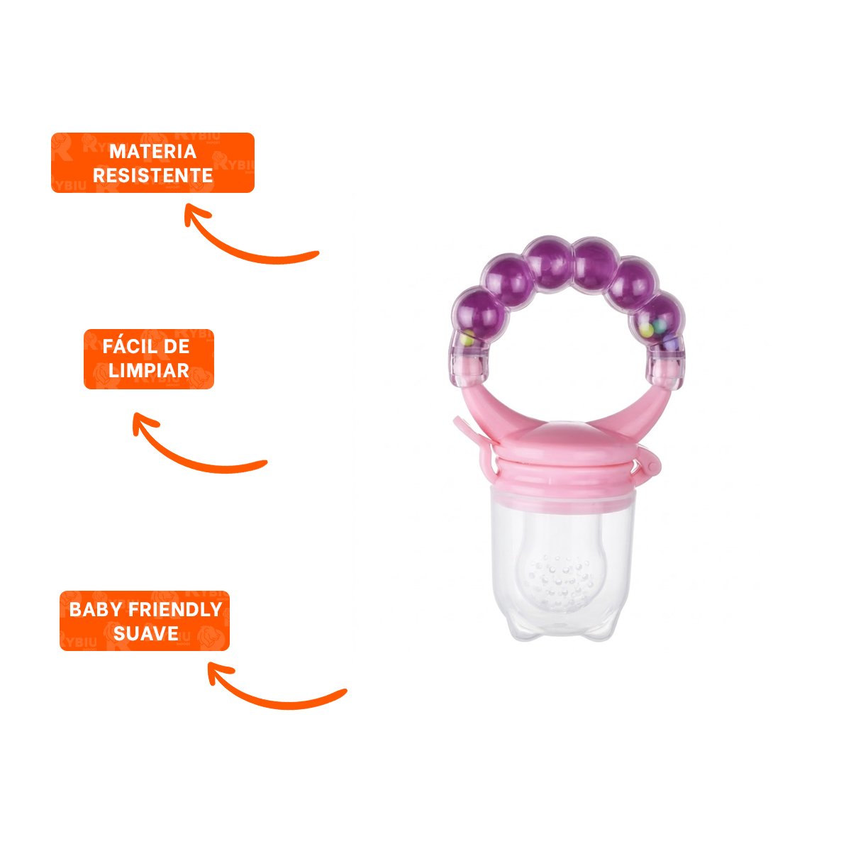 ALIMENTADOR INFANTIL CON SILICONA EN COLOR MORADO Y BOLITAS DECORATIVAS - 3