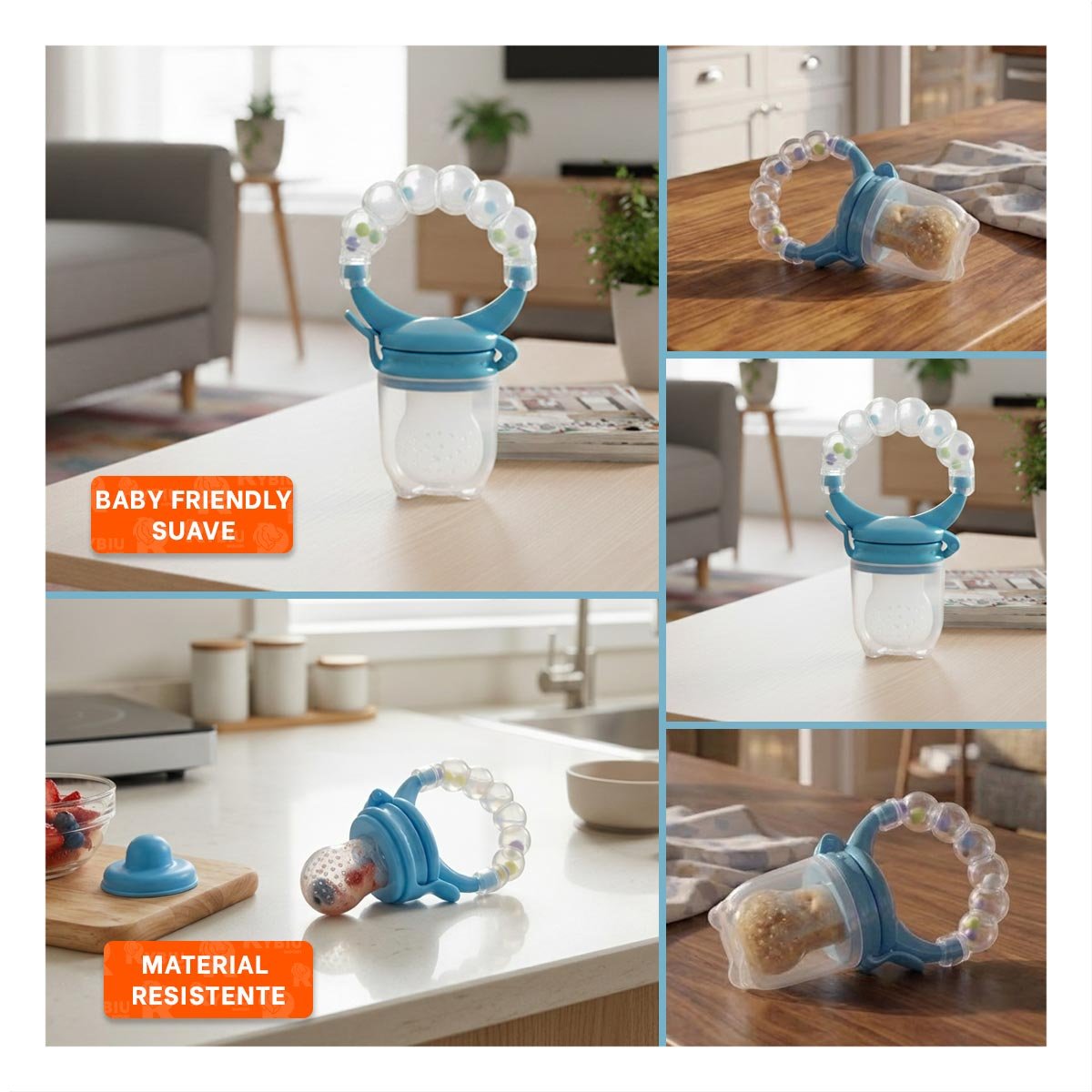 ALIMENTADOR INFANTIL CON SILICONA EN COLOR BLANCO Y BOLITAS DECORATIVAS - 5