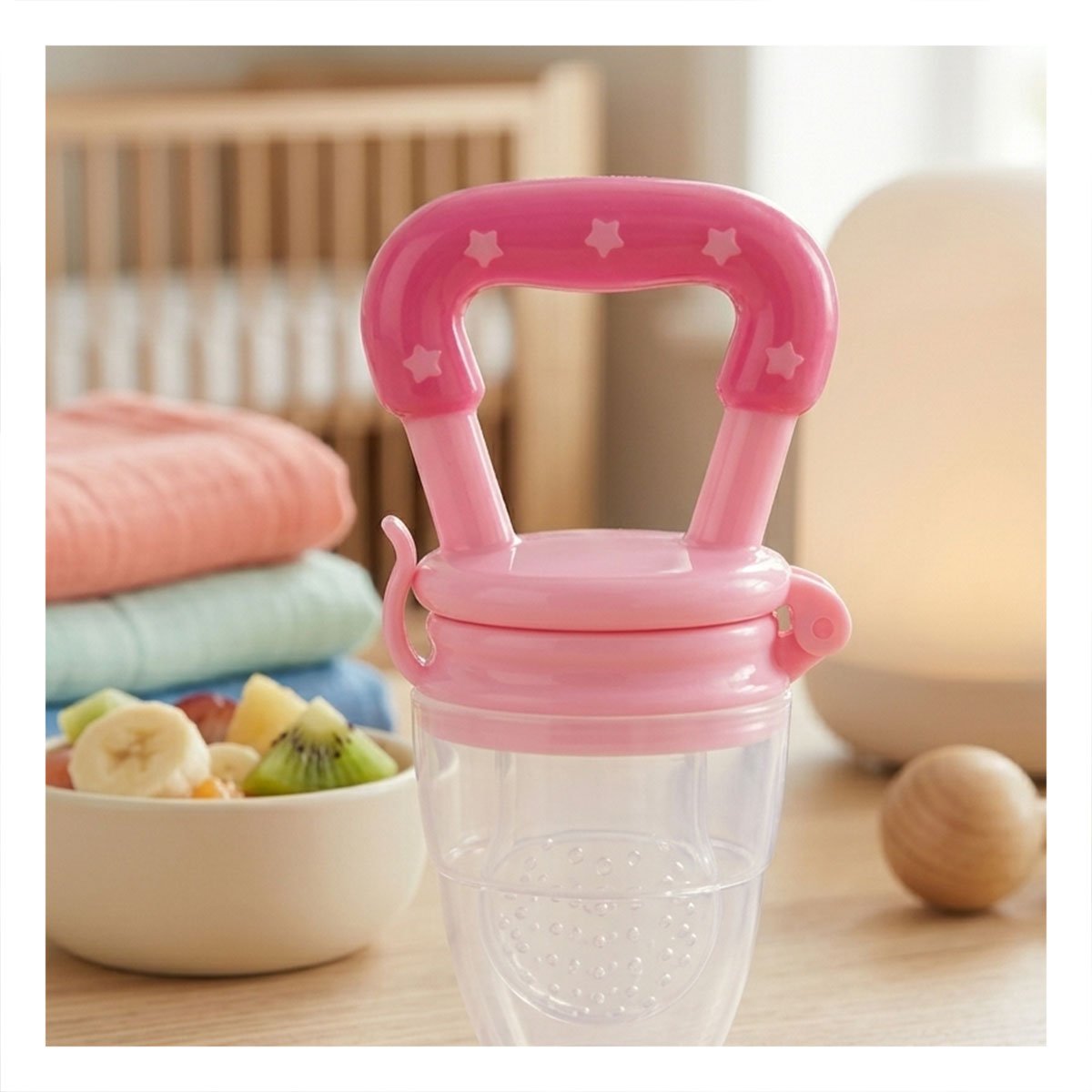 ALIMENTADOR INFANTIL EN COLOR ROSADO CON ESTRELLITAS DE SILICONA SUAVE Y+POST IT - 2