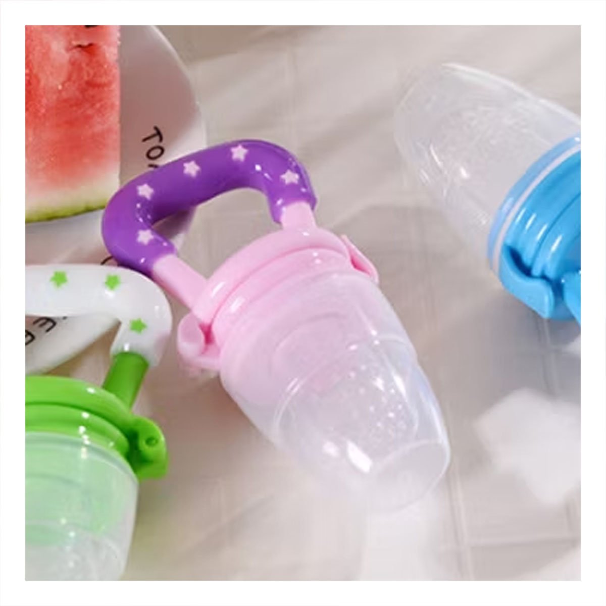 ALIMENTADOR INFANTIL EN COLOR ROSADO CON ESTRELLITAS DE SILICONA SUAVE Y+POST IT - 3