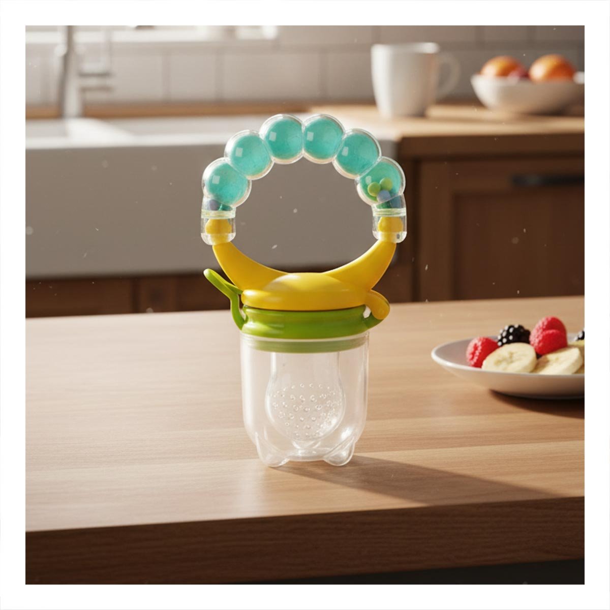ALIMENTADOR EN COLOR VERDE AGUA CON SILICONA SEGURA Y BOLITAS INTEGRADAS Y+REGALO STICKER - 2