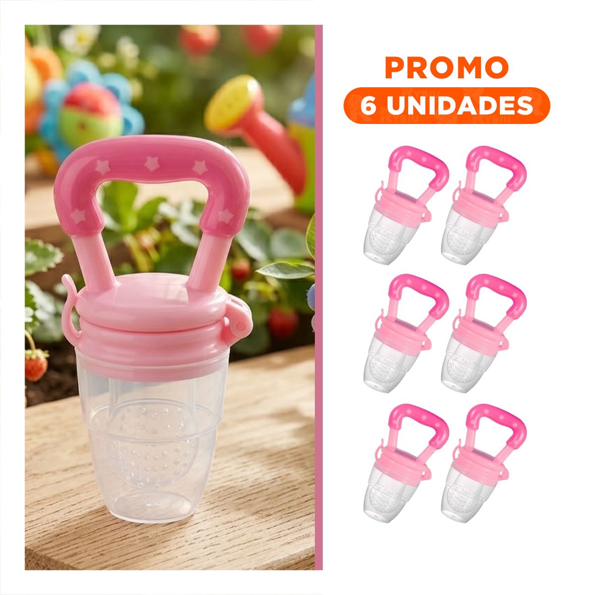 PACK6 SUCCIONADOR DE SILICONA EN COLOR ROSADO CON DETALLES DE ESTRELLITAS SUAVES - 1