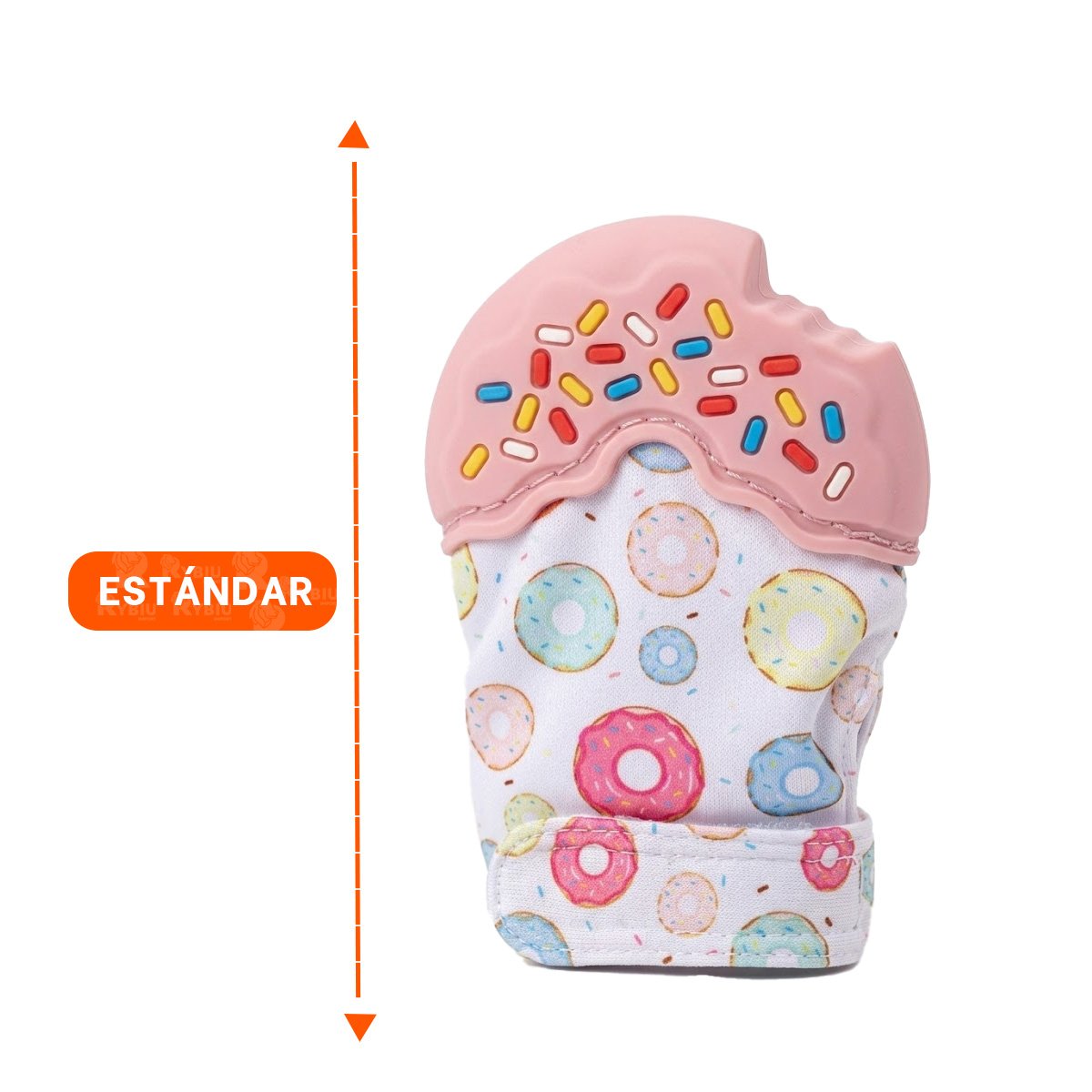 MORDEDOR TIPO FORMA DE DONA EN COLOR ROSADO CON GUANTE SUAVE Y+POST IT - 4