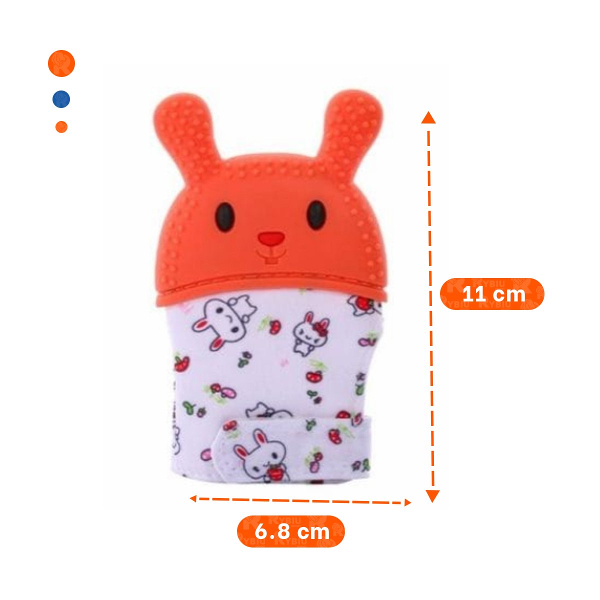 PACK4 GUANTE EN COLOR NARANJA TIPO MORDEDOR EN FORMA DE CONEJO PARA DENTICION - 4