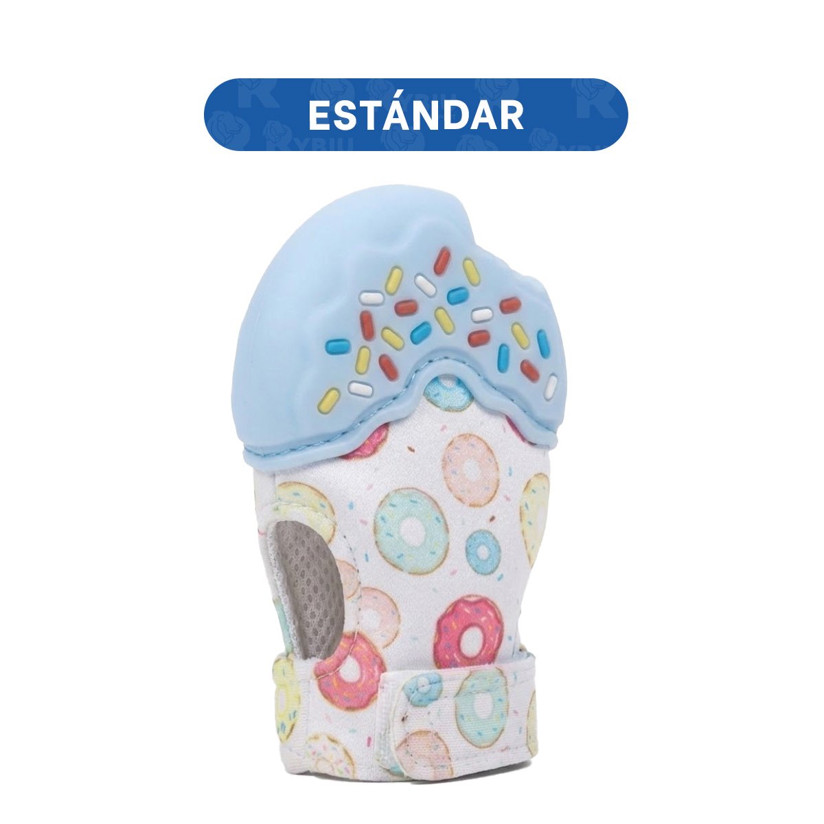 PACK12 MANOPLA EN COLOR CELESTE TIPO FORMA DE DONA CON FUNCION MORDEDOR Y+PAPEL REGALO - 4