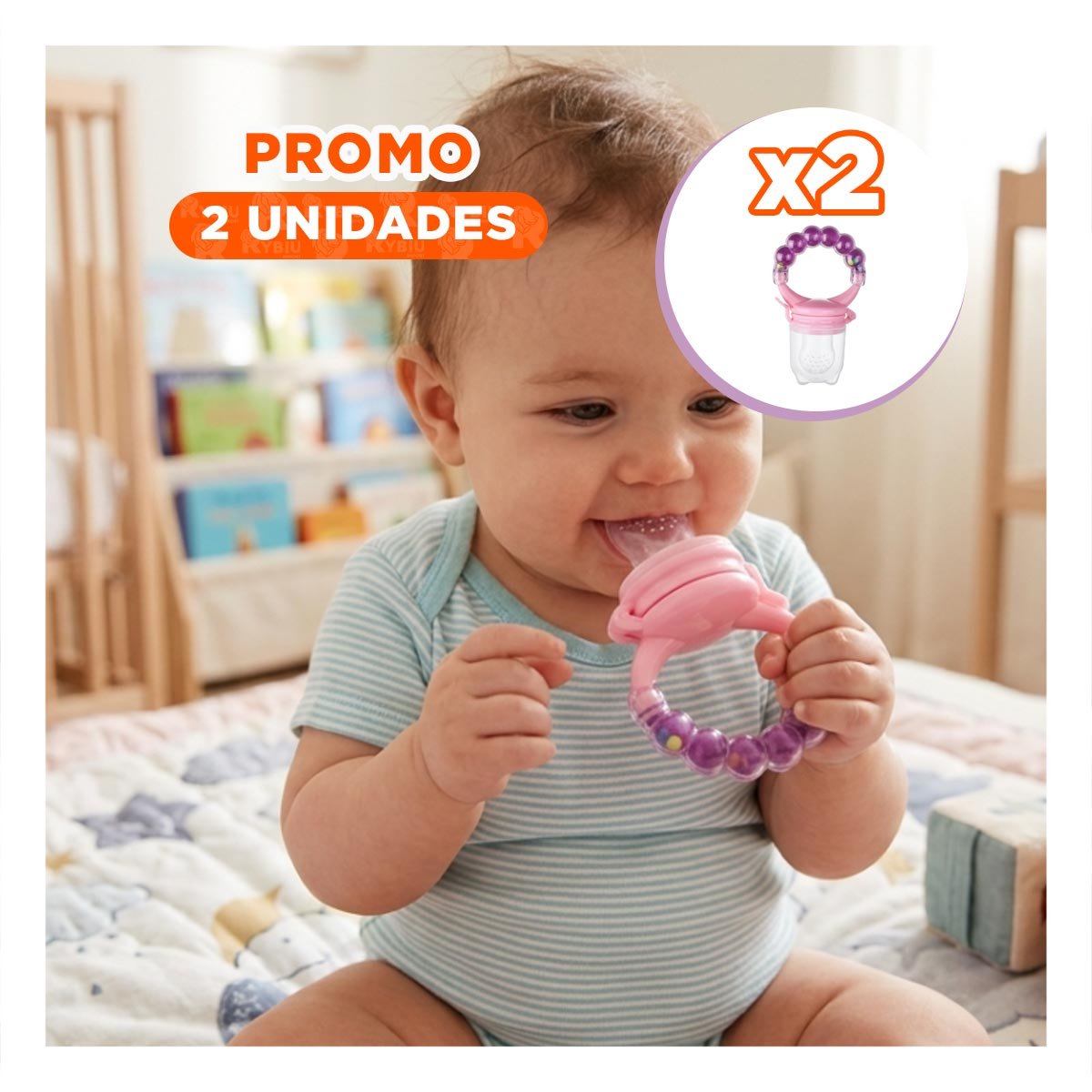 PACK2 BOQUILLA TIPO ALIMENTADOR INFANTIL EN COLOR MORADO CON BOLITAS Y+REGALO STICKER - 1