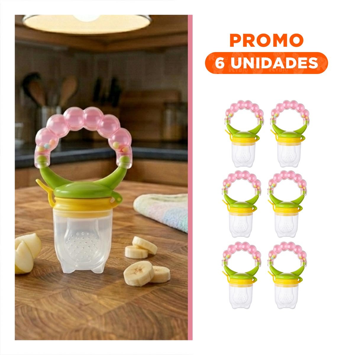 PACK6 SUCCIONADOR DE SILICONA EN COLOR ROSADO CON DETALLES DE BOLITAS SUAVES - 1