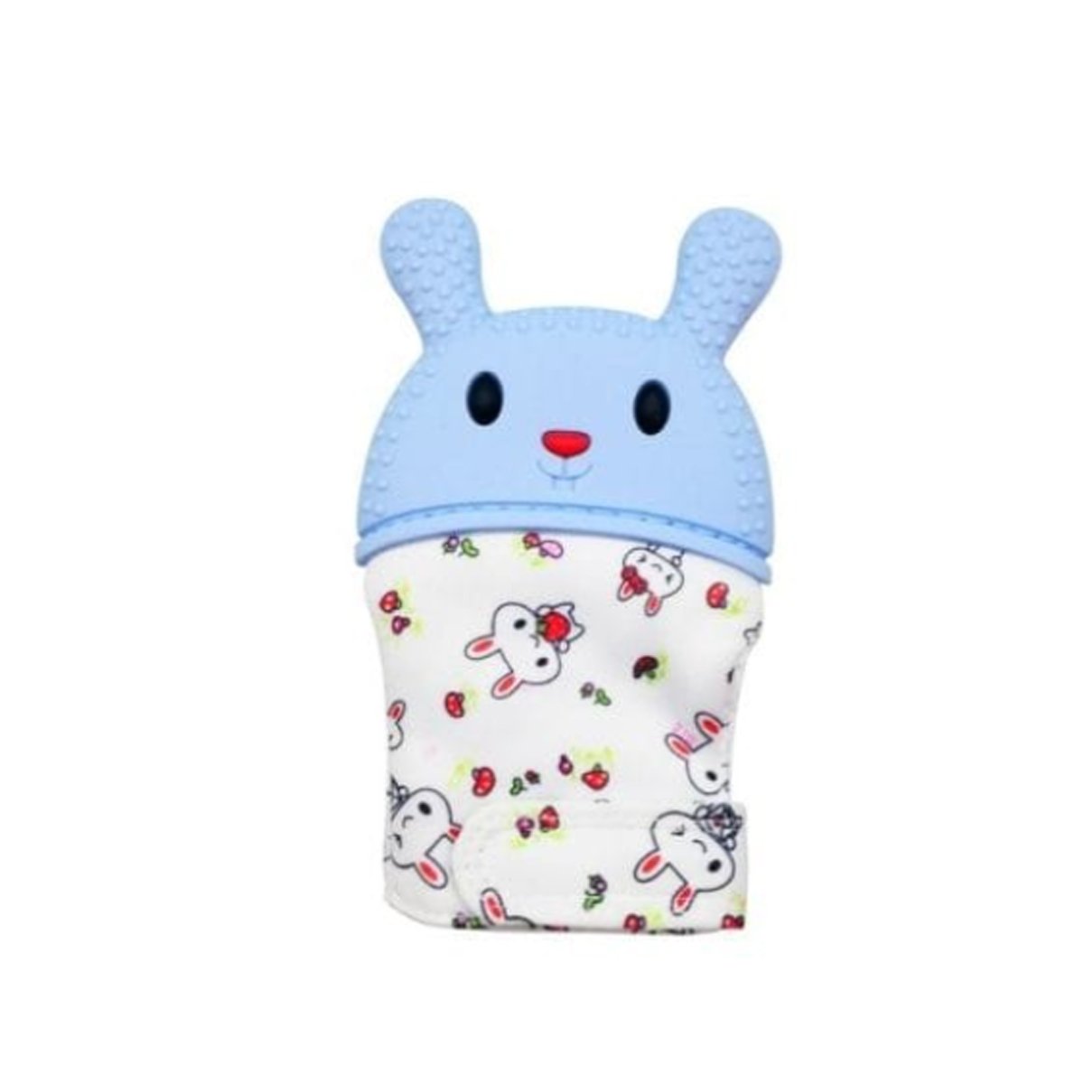 PACK2 GUANTE MORDEDOR INFANTIL EN COLOR CELESTE CON FORMA DE CONEJO Y+REGALO STICKER - 2
