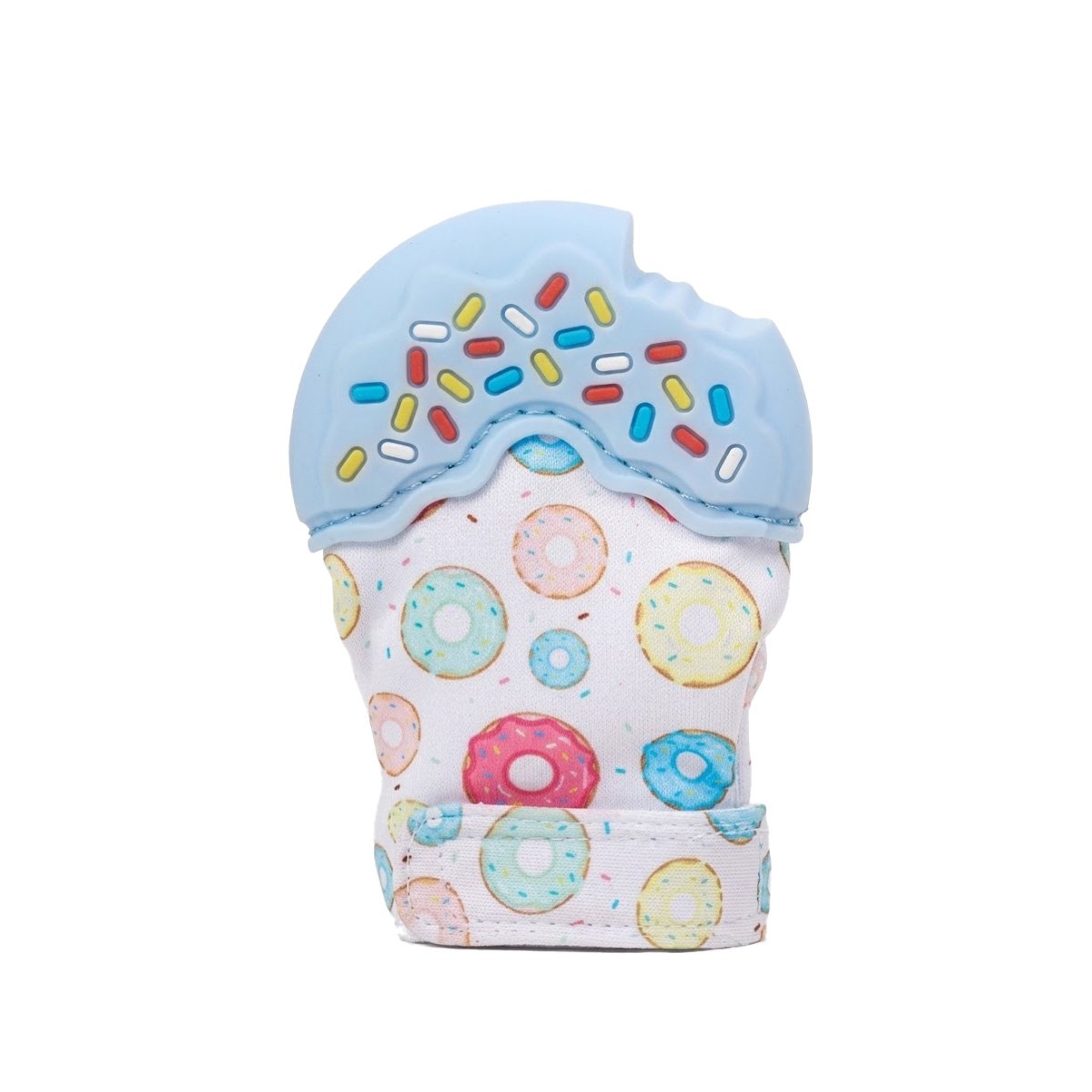 PACK2 GUANTE MORDEDOR INFANTIL EN COLOR CELESTE CON FORMA DE DONA Y+REGALO STICKER - 2