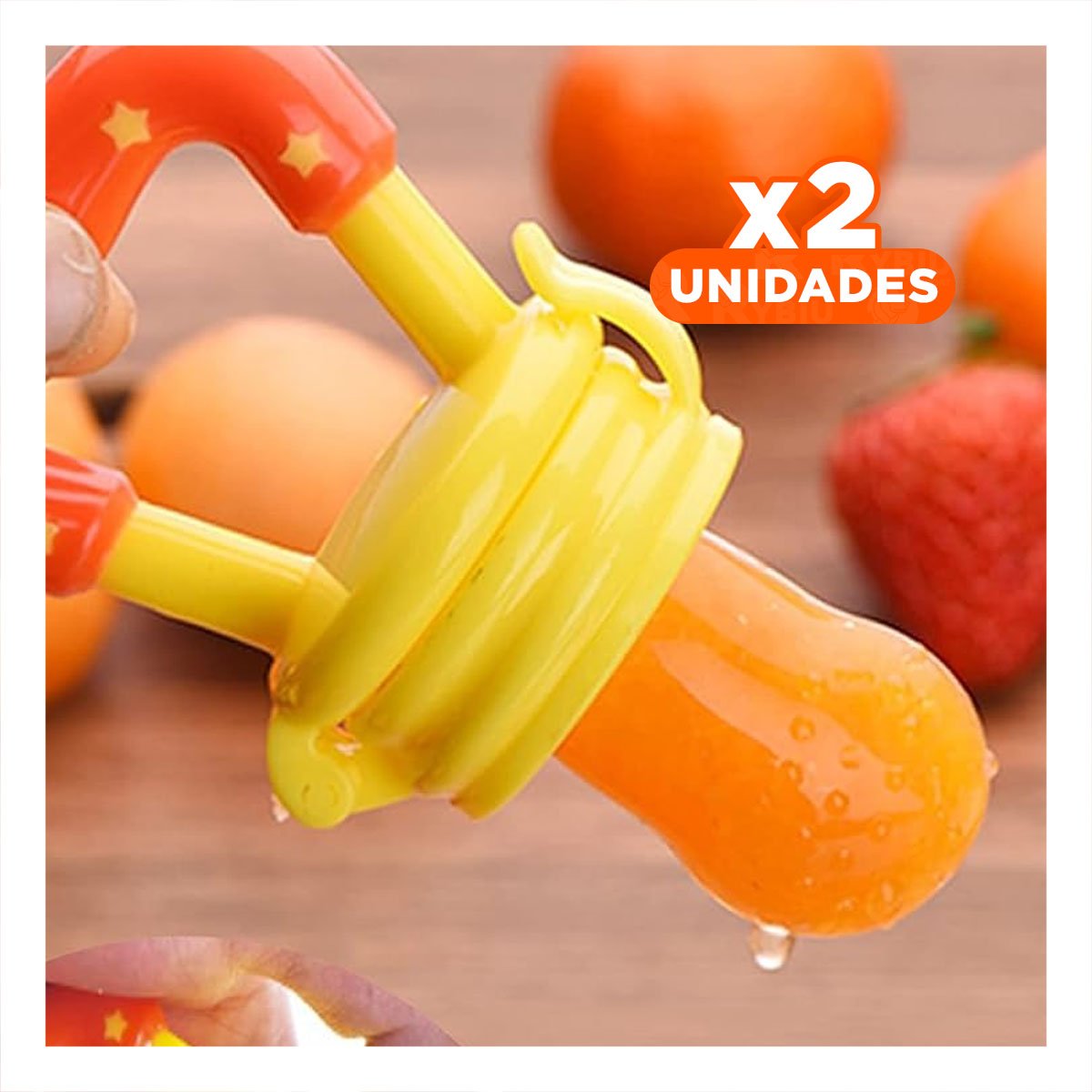 PACK2 BOQUILLA TIPO ALIMENTADOR INFANTIL EN COLOR NARANJA CON ESTRELLITAS Y+REGALO STICKER - 1
