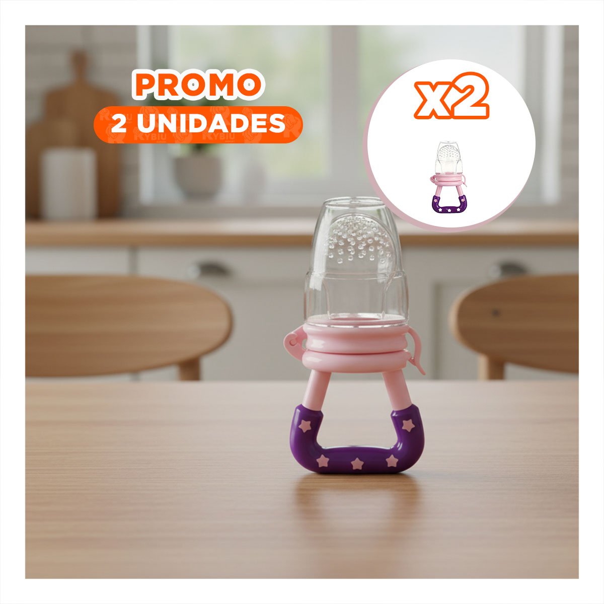 PACK2 BOQUILLA TIPO ALIMENTADOR INFANTIL EN COLOR MORADO CON ESTRELLITAS Y+REGALO STICKER - 1