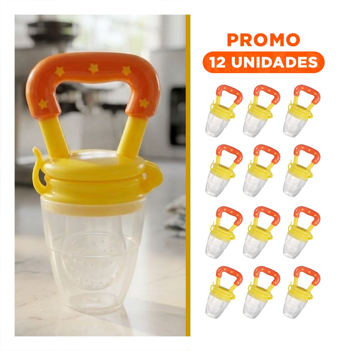PACK12 BOQUILLA ALIMENTADORA EN COLOR NARANJA CON ESTRELLITAS DECORATIVAS Y+REGALO STICKER - 1