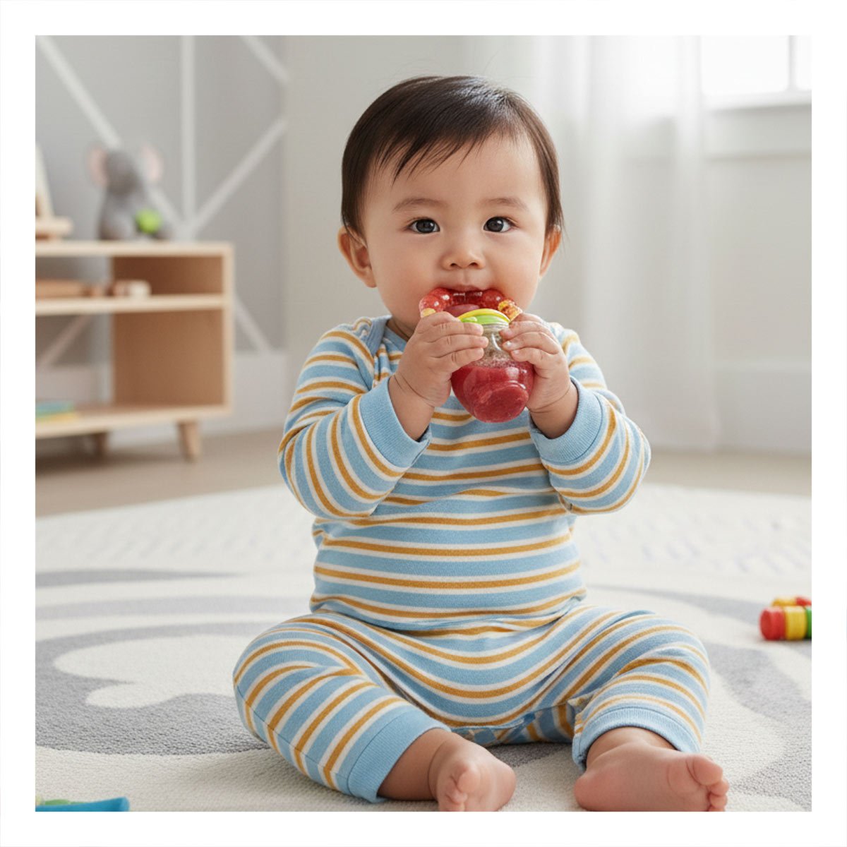 PACK4 CHUPON ALIMENTADOR CON BOLITAS DE SILICONA EN COLOR NARANJA SUAVE - 3