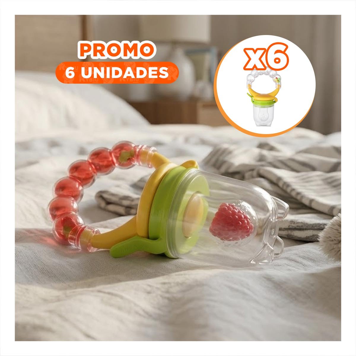 PACK6 BOQUILLA EN COLOR NARANJA CON SILICONA FLEXIBLE Y BOLITAS INTEGRADAS Y+REGALO STICKER - 1