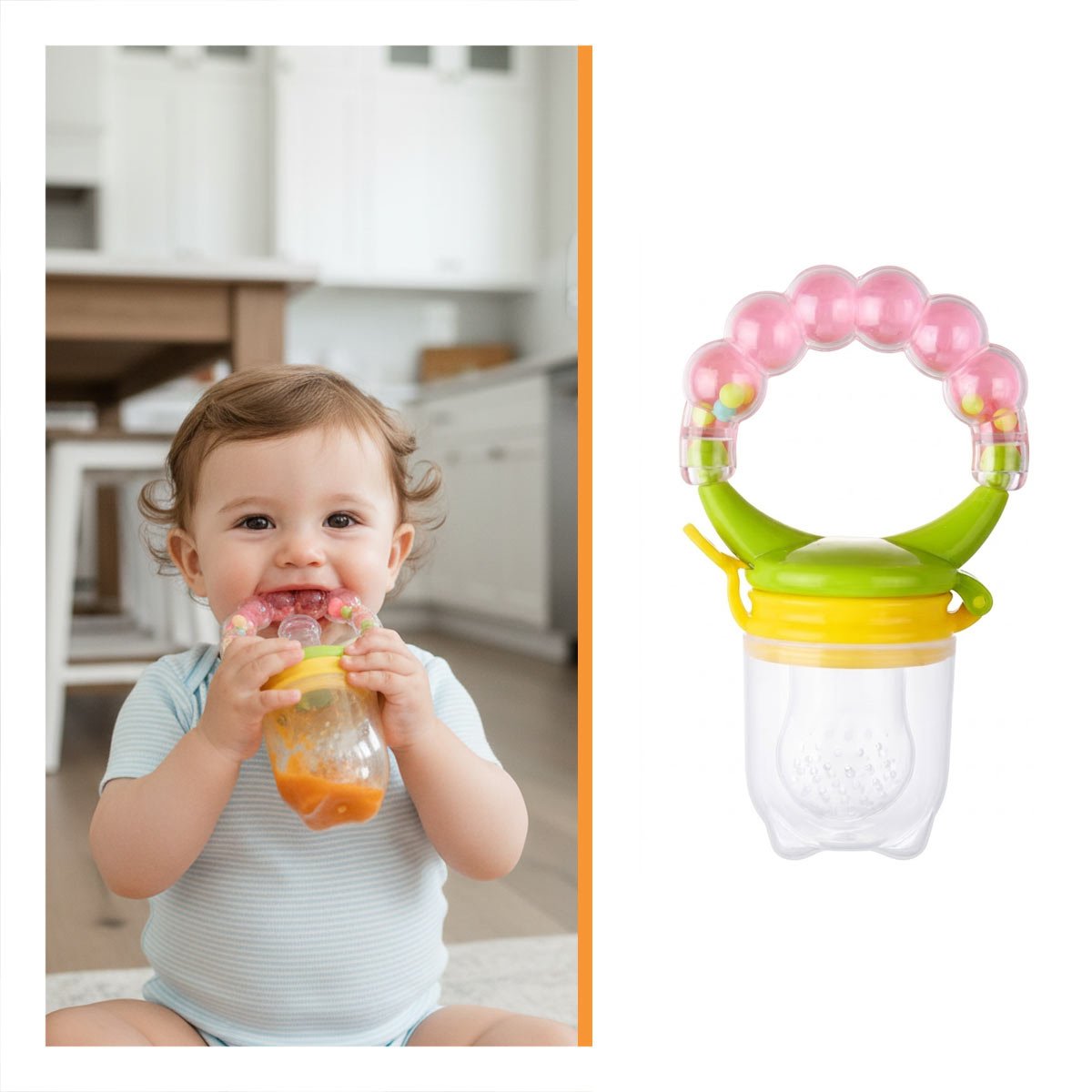 ALIMENTADOR INFANTIL CON SILICONA EN COLOR ROSADO Y BOLITAS DECORATIVAS - 3