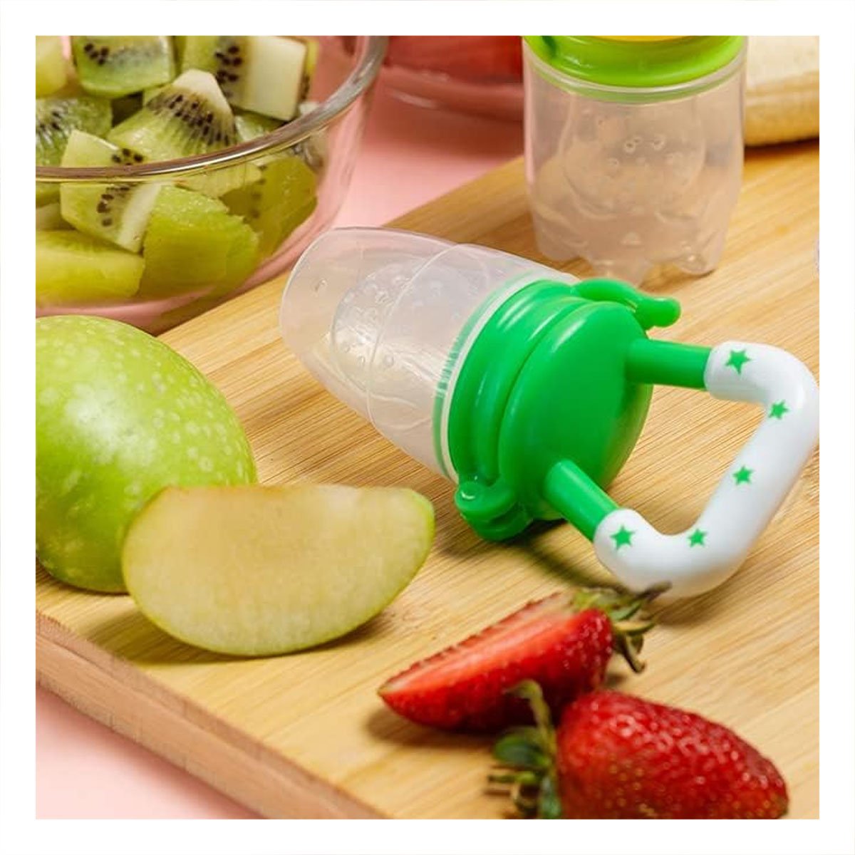 ALIMENTADOR EN COLOR VERDE CON ESTRELLITAS DE SILICONA FLEXIBLE Y+PAPEL REGALO - 3