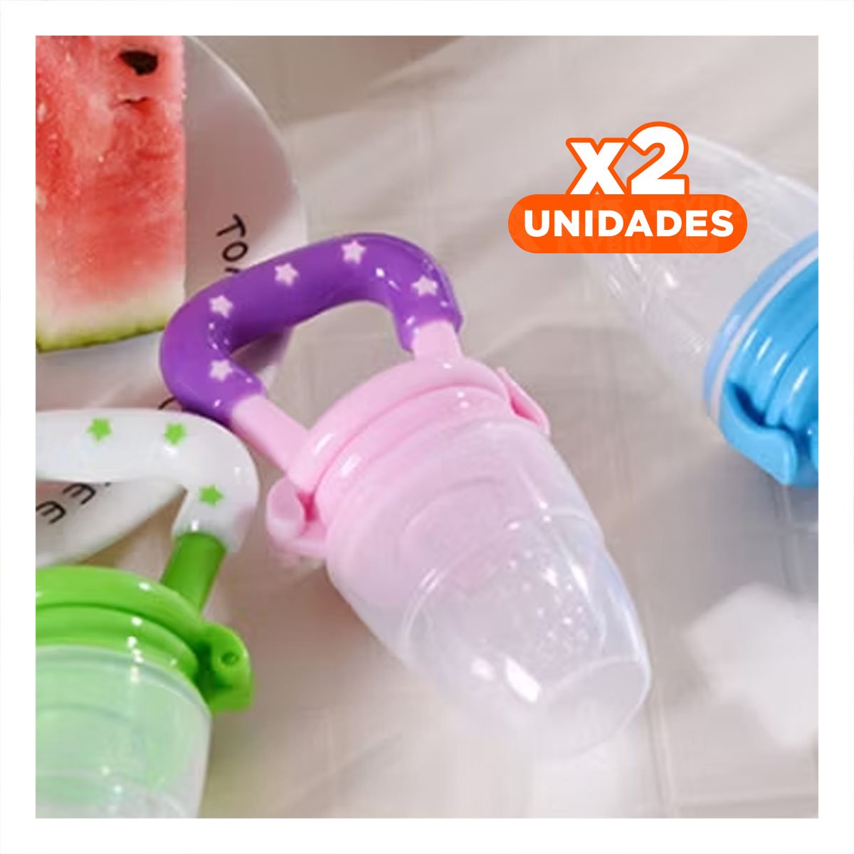 PACK2 BOQUILLA TIPO ALIMENTADOR INFANTIL EN COLOR ROSADO CON ESTRELLITAS Y+REGALO STICKER - 1
