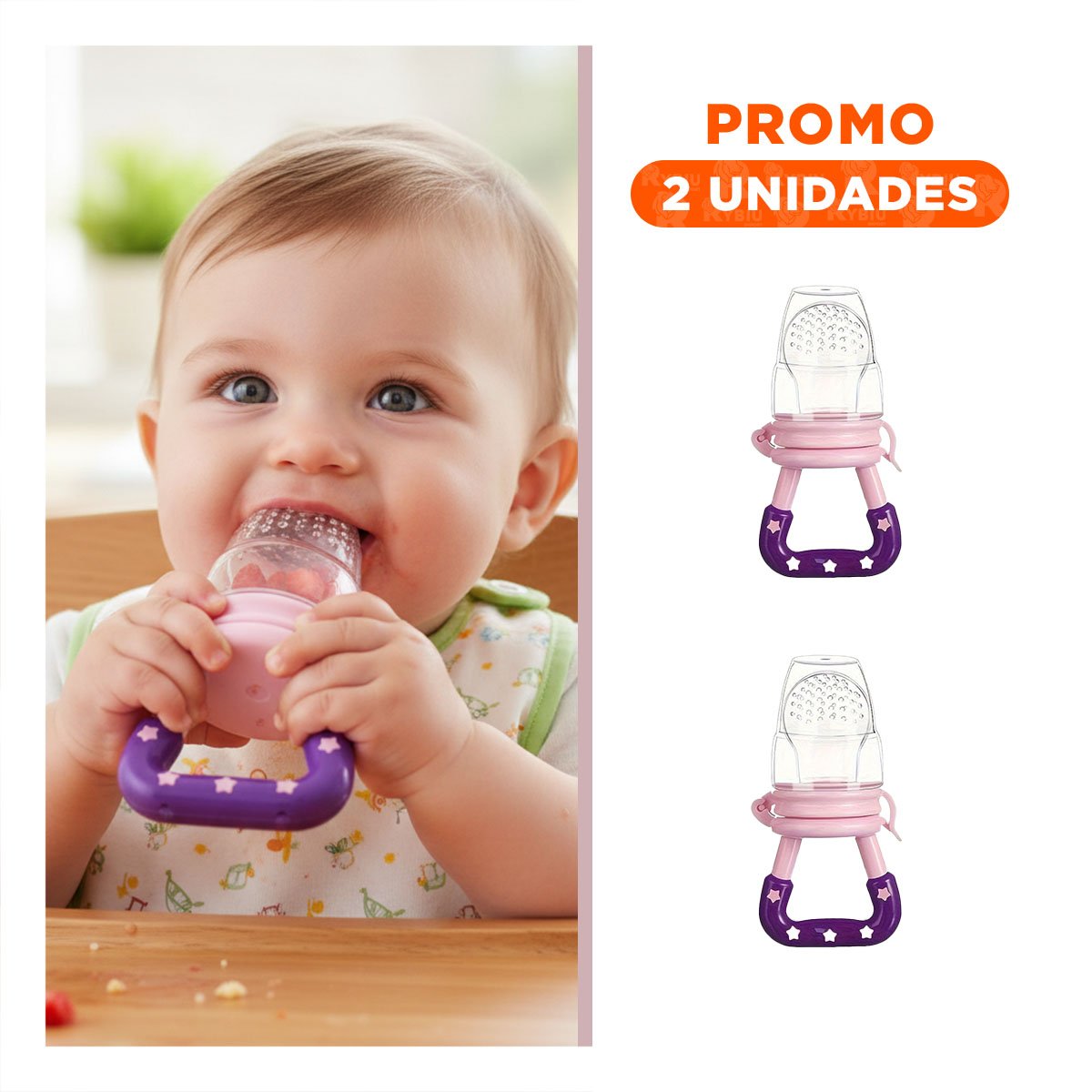 PACK2 CHUPON EN COLOR MORADO CON ESTRELLITAS DE SILICONA EN FORMATO ALIMENTADOR PRACTICO - 1