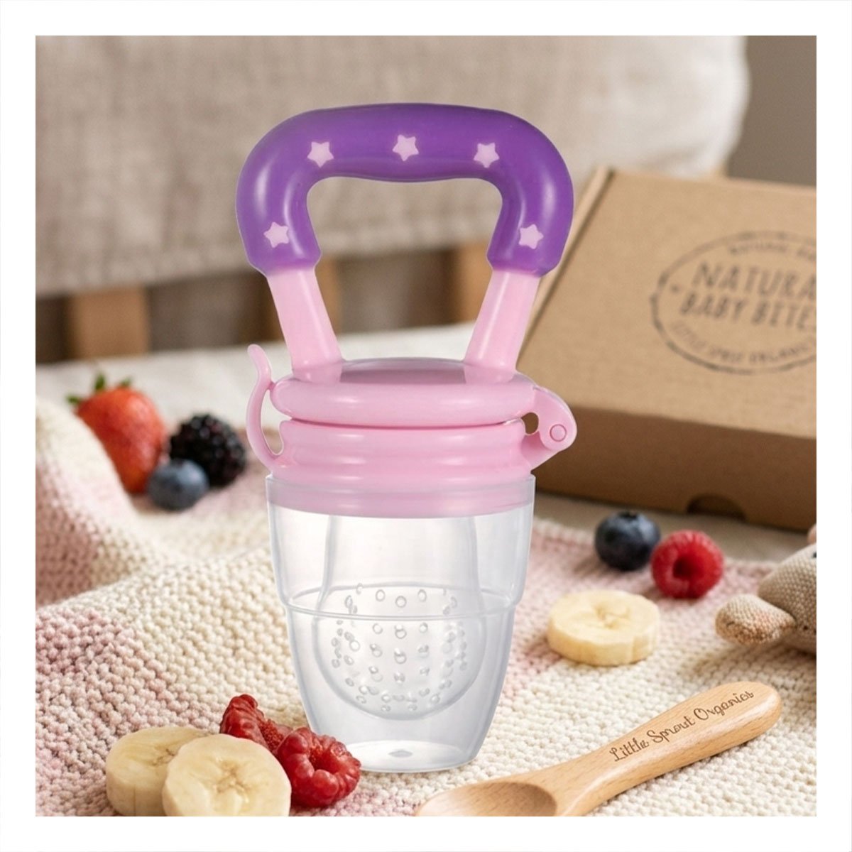 PACK2 CHUPON EN COLOR MORADO CON ESTRELLITAS DE SILICONA EN FORMATO ALIMENTADOR PRACTICO - 3