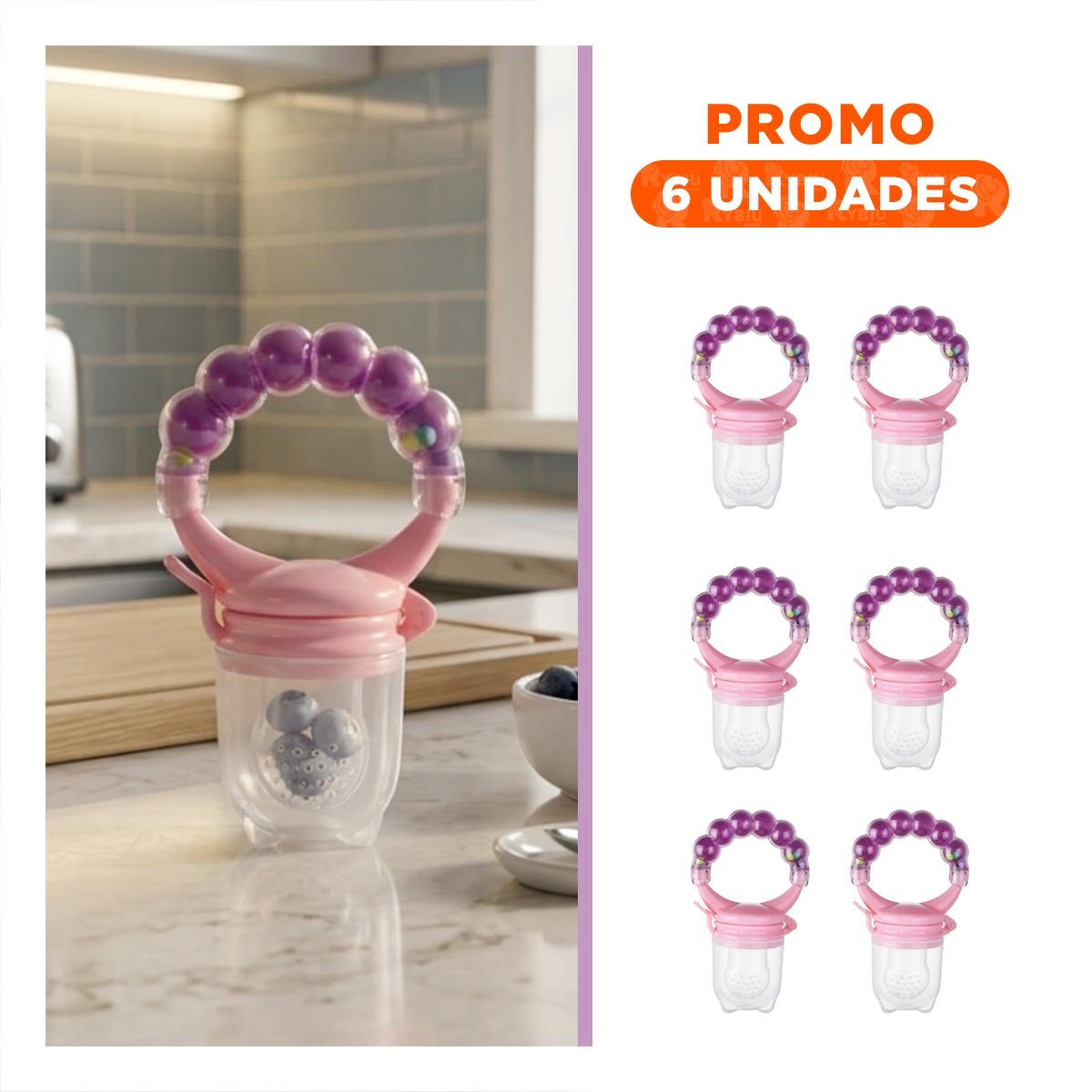 PACK6 SUCCIONADOR DE SILICONA EN COLOR MORADO CON DETALLES DE BOLITAS SUAVES - 1