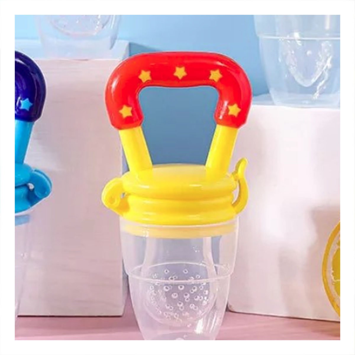 PACK2 CHUPON ALIMENTADOR INFANTIL EN COLOR NARANJA CON SILICONA Y ESTRELLITAS Y+PAPEL REGALO - 2