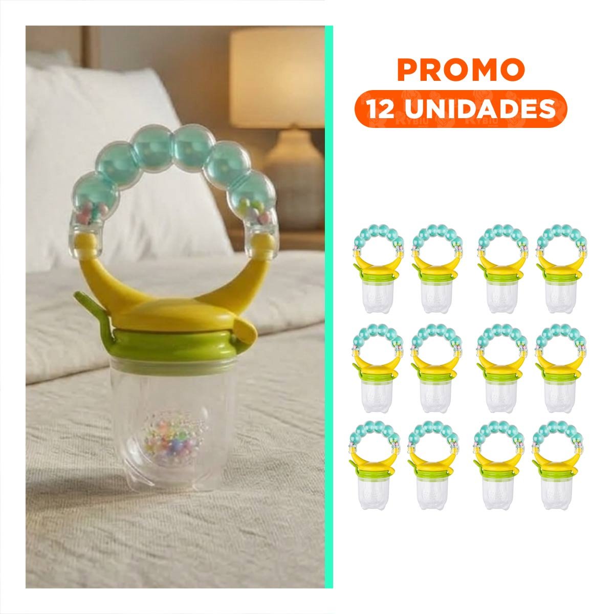 PACK12 BOQUILLA ALIMENTADORA EN COLOR VERDE AGUA CON BOLITAS DECORATIVAS Y+REGALO STICKER - 1