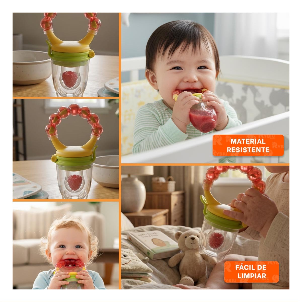 PACK6 BOQUILLA ALIMENTADORA EN COLOR NARANJA CON BOLITAS DE SILICONA Y+PAPEL REGALO - 3
