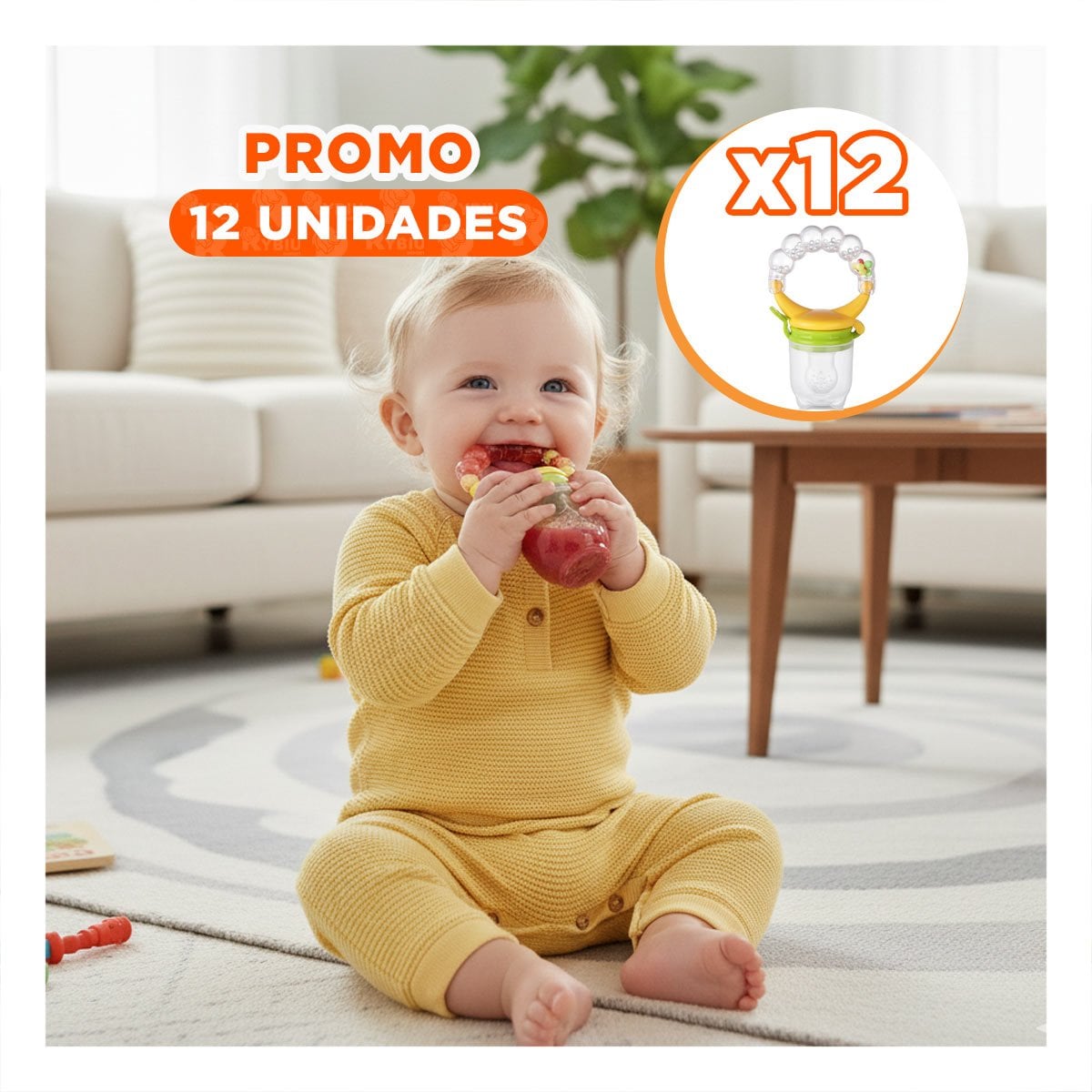 PACK12 CHUPON DE ALIMENTACION EN COLOR NARANJA CON BOLITAS ELABORADAS EN SILICONA - 1