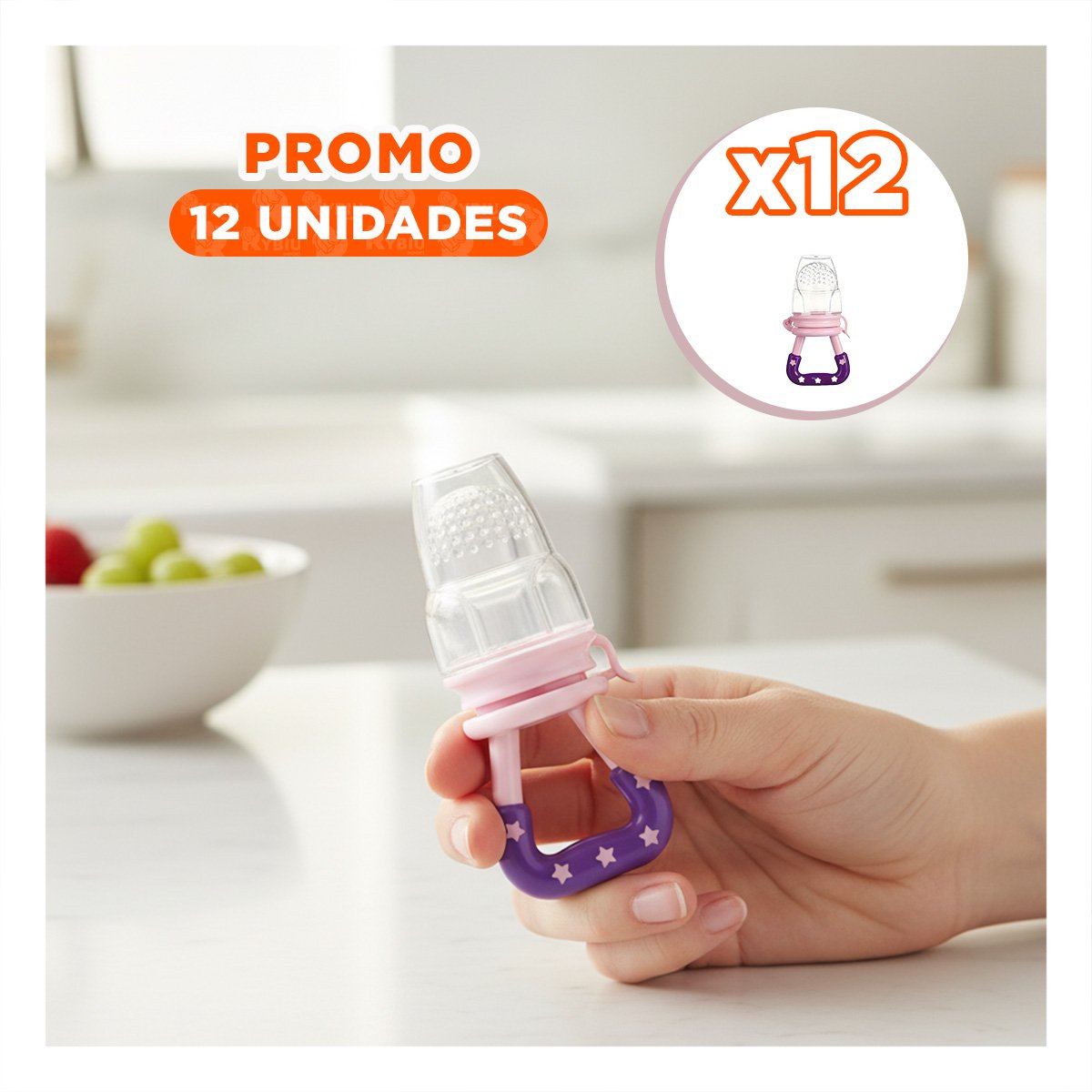 PACK12 CHUPON DE ALIMENTACION EN COLOR MORADO CON ESTRELLITAS ELABORADAS EN SILICONA - 1