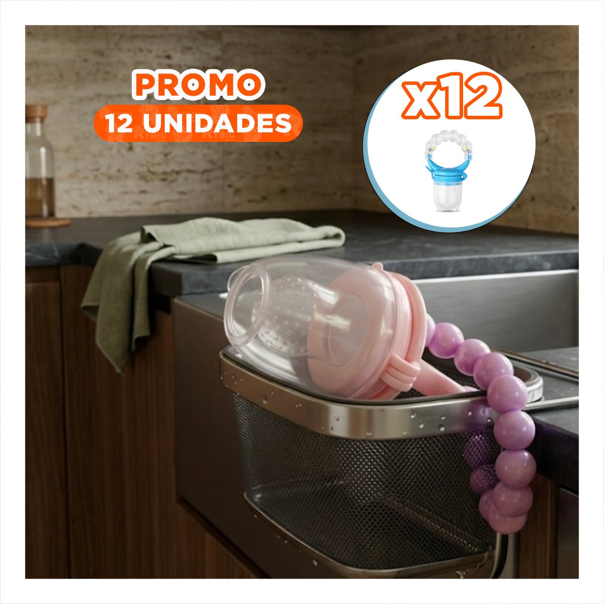 PACK12 CHUPON DE ALIMENTACION EN COLOR MORADO CON BOLITAS ELABORADAS EN SILICONA - 1