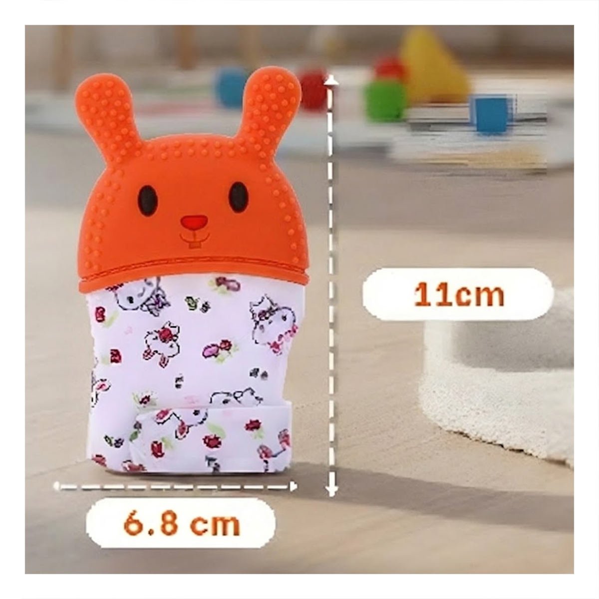 PACK2 GUANTE MORDEDOR CON FIGURA DE FORMA DE CONEJO EN COLOR NARANJA FLEXIBLE - 4