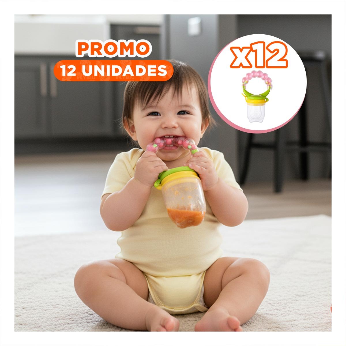 PACK12 CHUPON DE ALIMENTACION EN COLOR ROSADO CON BOLITAS ELABORADAS EN SILICONA - 1