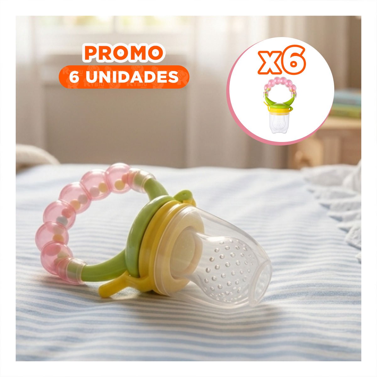 PACK6 BOQUILLA EN COLOR ROSADO CON SILICONA FLEXIBLE Y BOLITAS INTEGRADAS Y+REGALO STICKER - 1