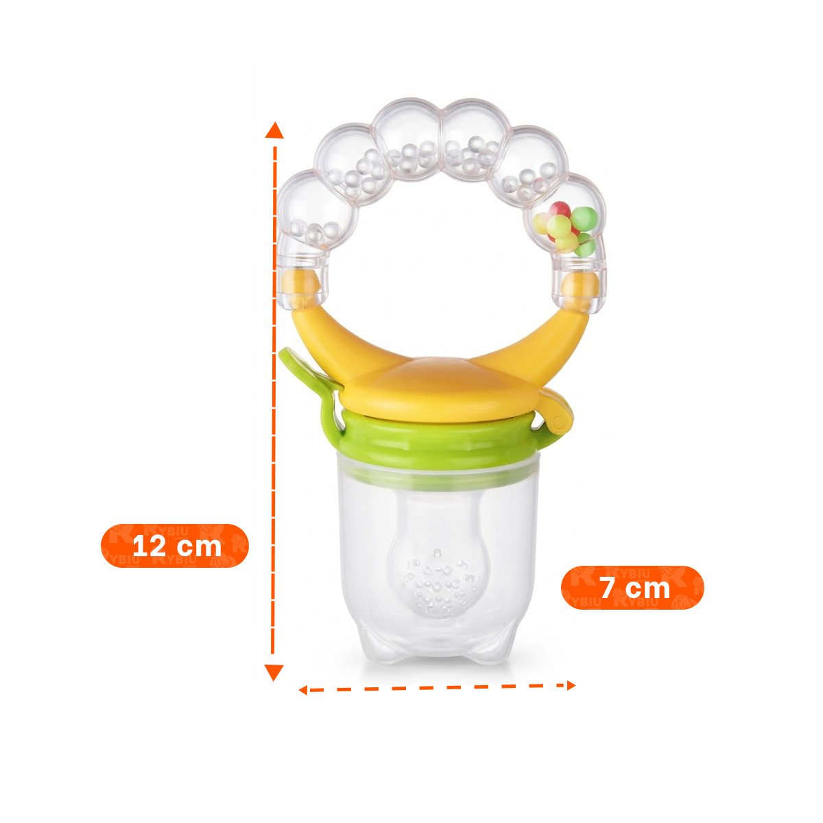 ALIMENTADOR INFANTIL CON SILICONA EN COLOR NARANJA Y BOLITAS DECORATIVAS - 4