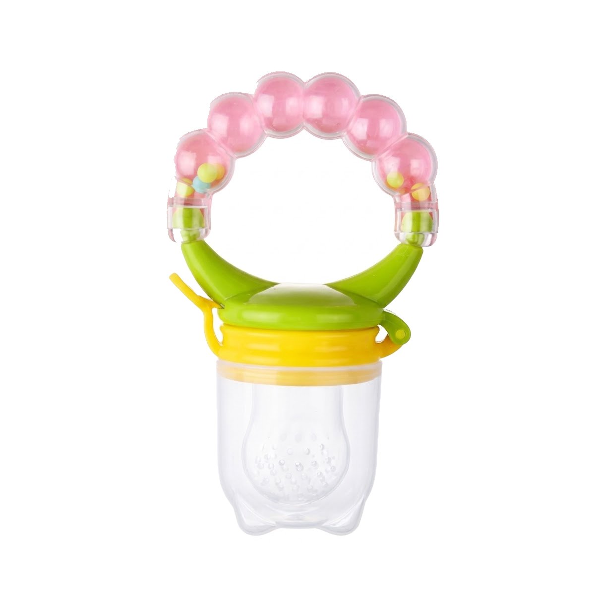 ALIMENTADOR EN COLOR ROSADO CON BOLITAS DE SILICONA FLEXIBLE Y+PAPEL REGALO - 1